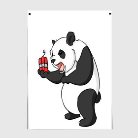 Постер с принтом Взрывная панда в Новосибирске, 100% бумага
 | бумага, плотность 150 мг. Матовая, но за счет высокого коэффициента гладкости имеет небольшой блеск и дает на свету блики, но в отличии от глянцевой бумаги не покрыта лаком | bomb | dinamit | panda | бомба | динамит | животное | панда