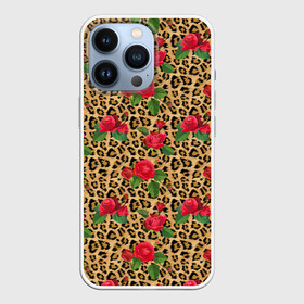 Чехол для iPhone 13 Pro с принтом Шкура Леопарда в Цветах в Новосибирске,  |  | jaguar | leopard | ocelot | predator | гепард | дикая кошка | животное | зверь | кот | красота | леопард | леопардовые пятна | оцелот | розы | хищная кошка | хищник | цветник | цветы | ягуар