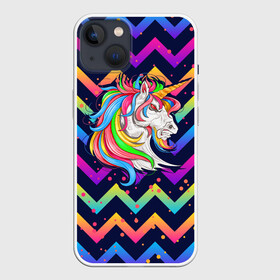 Чехол для iPhone 13 с принтом Cерьезный Единорог Frowning Unicorn в Новосибирске,  |  | angry | neon | unicorn | единорог | злой | кислотный | конь | лошадь | неон | пони | радуга | радужный | сердитый | серьезный | хмурый | юникорн