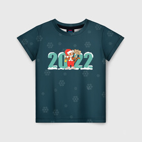 Детская футболка 3D с принтом Новый год 2022 | Год тигра в Новосибирске, 100% гипоаллергенный полиэфир | прямой крой, круглый вырез горловины, длина до линии бедер, чуть спущенное плечо, ткань немного тянется | 2022 | christmas | new year | год тигра | наступающий год | новогодний | новый год | рождественский | рождество | рождество христово | с новым годом | святки | тигр | тигренок