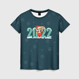 Женская футболка 3D с принтом Новый год 2022 | Год тигра в Новосибирске, 100% полиэфир ( синтетическое хлопкоподобное полотно) | прямой крой, круглый вырез горловины, длина до линии бедер | 2022 | christmas | new year | год тигра | наступающий год | новогодний | новый год | рождественский | рождество | рождество христово | с новым годом | святки | тигр | тигренок
