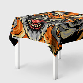Скатерть 3D с принтом Символ года тигр в гневе в Новосибирске, 100% полиэстер (ткань не мнется и не растягивается) | Размер: 150*150 см | 2022 | большая кошка | животное | новый год | символ года | тигр | хищник