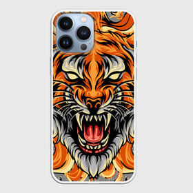 Чехол для iPhone 13 Pro Max с принтом Символ года тигр в гневе в Новосибирске,  |  | Тематика изображения на принте: 2022 | большая кошка | животное | новый год | символ года | тигр | хищник