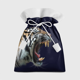 Подарочный 3D мешок с принтом Оскал тигра | Большая кошка в Новосибирске, 100% полиэстер | Размер: 29*39 см | Тематика изображения на принте: 2022 | big teeth | fangs | grin | tiger | tigr | tigris | большая кошка | большие зубы | клыки | новый год | оскалиться | острые клыки | полосатая кошка | скалить | скалить зубы | тигр