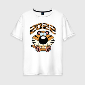 Женская футболка хлопок Oversize с принтом Год тигра  2022 в Новосибирске, 100% хлопок | свободный крой, круглый ворот, спущенный рукав, длина до линии бедер
 | 2022 | мульты | надписи | новый год | праздник | приколы | тигр | тигрёнок