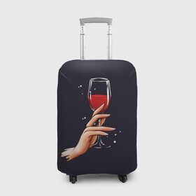 Чехол для чемодана 3D с принтом Пьём? в Новосибирске, 86% полиэфир, 14% спандекс | двустороннее нанесение принта, прорези для ручек и колес | 2022 | бокал вина | вино | нг | новогодний | новый год