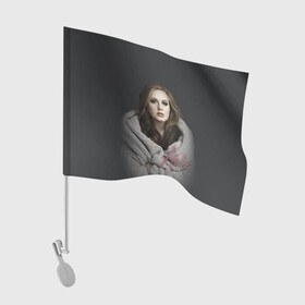 Флаг для автомобиля с принтом Фото Адель в Новосибирске, 100% полиэстер | Размер: 30*21 см | Тематика изображения на принте: девушка | имя | певица | свитер | фото