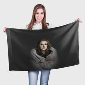 Флаг 3D с принтом Фото Адель в Новосибирске, 100% полиэстер | плотность ткани — 95 г/м2, размер — 67 х 109 см. Принт наносится с одной стороны | Тематика изображения на принте: девушка | имя | певица | свитер | фото