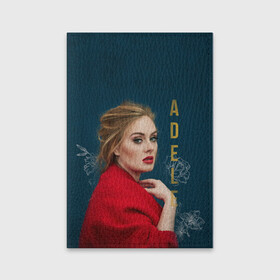 Обложка для паспорта матовая кожа с принтом Portrait Adele в Новосибирске, натуральная матовая кожа | размер 19,3 х 13,7 см; прозрачные пластиковые крепления | Тематика изображения на принте: имя | лицо | надпись | певица | портрет