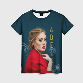 Женская футболка 3D с принтом Portrait Adele в Новосибирске, 100% полиэфир ( синтетическое хлопкоподобное полотно) | прямой крой, круглый вырез горловины, длина до линии бедер | имя | лицо | надпись | певица | портрет