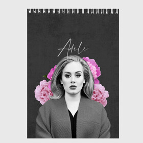 Скетчбук с принтом Flowers Adele в Новосибирске, 100% бумага
 | 48 листов, плотность листов — 100 г/м2, плотность картонной обложки — 250 г/м2. Листы скреплены сверху удобной пружинной спиралью | имя | надпись | певица | текстура | цветы