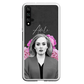 Чехол для Honor 20 с принтом Flowers Adele в Новосибирске, Силикон | Область печати: задняя сторона чехла, без боковых панелей | имя | надпись | певица | текстура | цветы