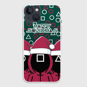 Чехол для iPhone 13 с принтом Happy Squidmas 2022 в Новосибирске,  |  | 2022 | happy | squidmas | год | игра | кальмара | корейский | новогодний | новый | сериал | солдат | топчик