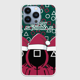 Чехол для iPhone 13 Pro с принтом Happy Squidmas 2022 в Новосибирске,  |  | Тематика изображения на принте: 2022 | happy | squidmas | год | игра | кальмара | корейский | новогодний | новый | сериал | солдат | топчик