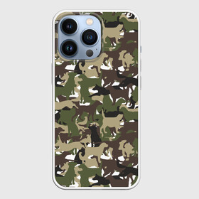 Чехол для iPhone 13 Pro с принтом Камуфляж из Собак (Camouflage) в Новосибирске,  |  | Тематика изображения на принте: animal | camouflage | dog | military camouflage | барбос | бобик | военный камуфляж | год собаки | друг человека | животное | зверь | ищейка | камуфляж | кинолог | кость | лайка | милитари | охотничий камуфляж | пёс