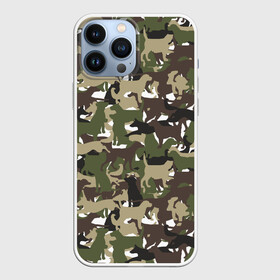 Чехол для iPhone 13 Pro Max с принтом Камуфляж из Собак (Camouflage) в Новосибирске,  |  | animal | camouflage | dog | military camouflage | барбос | бобик | военный камуфляж | год собаки | друг человека | животное | зверь | ищейка | камуфляж | кинолог | кость | лайка | милитари | охотничий камуфляж | пёс