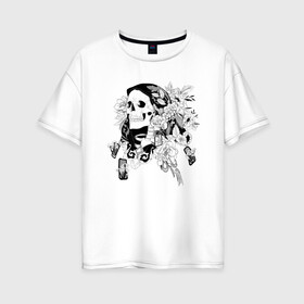 Женская футболка хлопок Oversize с принтом Леди Смерть в Новосибирске, 100% хлопок | свободный крой, круглый ворот, спущенный рукав, длина до линии бедер
 | гадалка | монстр | музыка | психоделика | рок | хоррор | череп