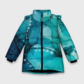 Зимняя куртка для девочек 3D с принтом Глюки водолаза в Новосибирске, ткань верха — 100% полиэстер; подклад — 100% полиэстер, утеплитель — 100% полиэстер. | длина ниже бедра, удлиненная спинка, воротник стойка и отстегивающийся капюшон. Есть боковые карманы с листочкой на кнопках, утяжки по низу изделия и внутренний карман на молнии. 

Предусмотрены светоотражающий принт на спинке, радужный светоотражающий элемент на пуллере молнии и на резинке для утяжки. | Тематика изображения на принте: абстракция | камуфляж | пестрый | разводы | размытый | салатовый