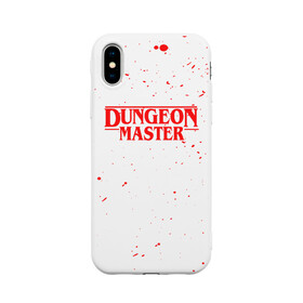 Чехол для iPhone X матовый с принтом DUNGEON MASTER BLOOD ГАЧИМУЧИ БЕЛЫЙ в Новосибирске, Силикон | Печать на задней стороне чехла, без боковой панели | aniki | billy | boss | boy | bucks | dark | deep | door | dungeon | fantasy | gachi | gachimuchi | gym | hundred | master | muchi | next | stranger | the | things | three | van | wee | билли | ван | гачи | гачимучи | дела | мучи | 