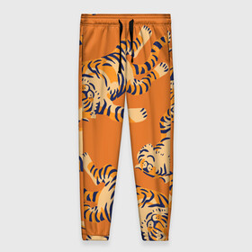Женские брюки 3D с принтом Тигр паттерн в Новосибирске, полиэстер 100% | прямой крой, два кармана без застежек по бокам, с мягкой трикотажной резинкой на поясе и по низу штанин. В поясе для дополнительного комфорта — широкие завязки | 2022 | год тигра | китайский календарь | надписи | новый год | тигр