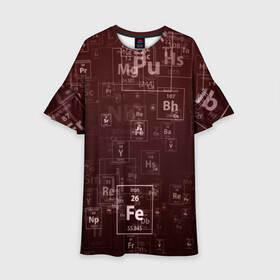 Детское платье 3D с принтом Fe - Таблица Менделеева в Новосибирске, 100% полиэстер | прямой силуэт, чуть расширенный к низу. Круглая горловина, на рукавах — воланы | fe | для студентов | для физиков | для химиков | железо | наука | таблица менделеева | ученым | физика | химия | элемент