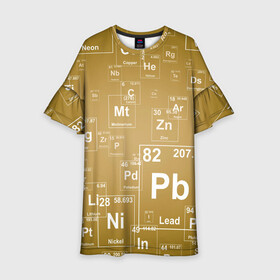 Детское платье 3D с принтом Pb - таблица Менделеева в Новосибирске, 100% полиэстер | прямой силуэт, чуть расширенный к низу. Круглая горловина, на рукавах — воланы | pb | для физиков | для химиков | менделеев | наука | песочные | свинец | студентам | таблица менделеева | физика | химия