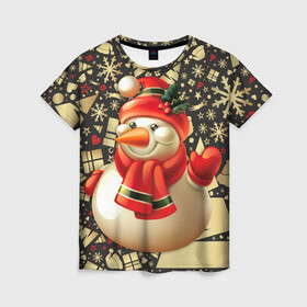 Женская футболка 3D с принтом СНЕГОВИК 2022 в Новосибирске, 100% полиэфир ( синтетическое хлопкоподобное полотно) | прямой крой, круглый вырез горловины, длина до линии бедер | 2022 | newyear | детям | зима | красивый | лучшее | необычный | новый год | подарок | праздники | рождество | снеговик | топ