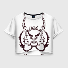 Женская футболка Crop-top 3D с принтом Веном рога в Новосибирске, 100% полиэстер | круглая горловина, длина футболки до линии талии, рукава с отворотами | demon | venom | веном | демон | рога | узоры | шипы