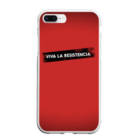 Чехол для iPhone 7Plus/8 Plus матовый с принтом VIVA LA RESISTENCIA в Новосибирске, Силикон | Область печати: задняя сторона чехла, без боковых панелей | bella | bells | casa | ciao | de | el | jingle | la | moscow | netflix | papel | professor | resistencia | tokio | viva | бумажный | дом | профессор