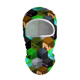 Балаклава 3D с принтом MINECRAFT PATTERN МАЙНКРАФТ УЗОР в Новосибирске, 100% полиэстер, ткань с особыми свойствами — Activecool | плотность 150–180 г/м2; хорошо тянется, но при этом сохраняет форму. Закрывает шею, вокруг отверстия для глаз кайма. Единый размер | block | craft | creeper | cube | dungeons | game | games | logo | mine | minecraft | miner | pattern | pixel | zombie | блок | геометрия | данжен | зомби | игра | игры | крафт | крипер | кубики | лого | логотип | майкрафт | майн | майнкрафт | 