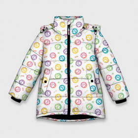 Зимняя куртка для девочек 3D с принтом Следы от собачьих лап в Новосибирске, ткань верха — 100% полиэстер; подклад — 100% полиэстер, утеплитель — 100% полиэстер. | длина ниже бедра, удлиненная спинка, воротник стойка и отстегивающийся капюшон. Есть боковые карманы с листочкой на кнопках, утяжки по низу изделия и внутренний карман на молнии. 

Предусмотрены светоотражающий принт на спинке, радужный светоотражающий элемент на пуллере молнии и на резинке для утяжки. | animal | dog | барбос | бобик | год собаки | друг человека | животное | зверь | ищейка | кинолог | кость | лайка | лапы | пёс | следы от лап | собака | собаковод | собачьи следы от лап | сторожевая собака