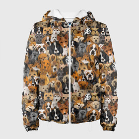 Женская куртка 3D с принтом Собаки (Разные Породы) в Новосибирске, ткань верха — 100% полиэстер, подклад — флис | прямой крой, подол и капюшон оформлены резинкой с фиксаторами, два кармана без застежек по бокам, один большой потайной карман на груди. Карман на груди застегивается на липучку | animal | dog | барбос | бобик | год собаки | друг человека | животное | зверь | ищейка | кинолог | кость | лайка | пёс | порода собак | собака | собаковод | собачьи следы от лап | сторожевая собака | хищник