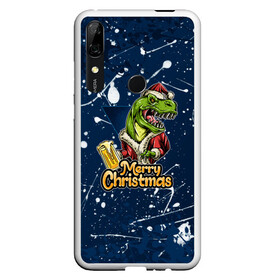 Чехол для Honor P Smart Z с принтом Merry Christmas Пивозавр. в Новосибирске, Силикон | Область печати: задняя сторона чехла, без боковых панелей | Тематика изображения на принте: 2022 | happy new year | merry christmas | год тигра | дино | динозавр | зима близко | нг | новогодний | новый год | новый год 2022 | рождество | снежинки | тигр