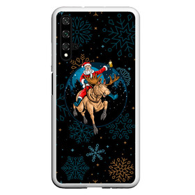 Чехол для Honor 20 с принтом Олень и Santa. в Новосибирске, Силикон | Область печати: задняя сторона чехла, без боковых панелей | 2022 | happy new year | merry christmas | rdnewyear22 | santa | год тигра | зима близко | нг | новогодний | новый год | новый год 2022 | олень | рождество | санта | символ 2022 года | снежинки