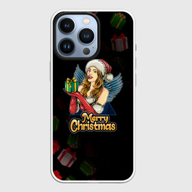 Чехол для iPhone 13 Pro с принтом Merry Christmas Снегурочка с подарком. в Новосибирске,  |  | 2022 | happy new year | merry christmas | год тигра | зима близко | нг | новогодний | новый год | новый год 2022 | подарки | праздник | рождество | символ 2022 года | снегурочка | снежинки