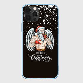 Чехол для iPhone 12 Pro с принтом Merry Christmas Santa c Крыльями Ангела. в Новосибирске, силикон | область печати: задняя сторона чехла, без боковых панелей | 2022 | happy new year | merry christmas | santa | год тигра | зима близко | нг | новогодний | новый год | новый год 2022 | рождество | санта | символ 2022 года | снежинки