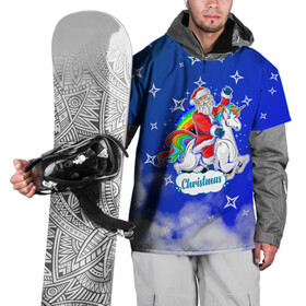 Накидка на куртку 3D с принтом Новогодний Санта с Единорогом. в Новосибирске, 100% полиэстер |  | 2022 | happy new year | merry christmas | santa | год тигра | единорог | зима близко | нг | новогодний | новый год | новый год 2022 | рождество | санта | символ 2022 года | снежинки