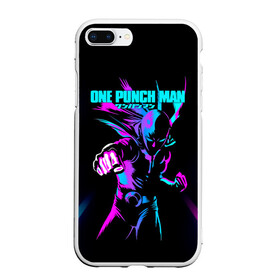 Чехол для iPhone 7Plus/8 Plus матовый с принтом Неоновый Сайтама One Punch-Man в Новосибирске, Силикон | Область печати: задняя сторона чехла, без боковых панелей | Тематика изображения на принте: hagemanto | one punch man | one punchman | onepunchman | saitama | sensei | аниме | ван панч мен | ванпанчмен | лысый плащ | манга | сайтама | сильнейший человек | учитель | человек одинудар | человек одного удара