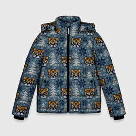 Зимняя куртка для мальчиков 3D с принтом Пиксельный новый 2022 год в Новосибирске, ткань верха — 100% полиэстер; подклад — 100% полиэстер, утеплитель — 100% полиэстер | длина ниже бедра, удлиненная спинка, воротник стойка и отстегивающийся капюшон. Есть боковые карманы с листочкой на кнопках, утяжки по низу изделия и внутренний карман на молнии. 

Предусмотрены светоотражающий принт на спинке, радужный светоотражающий элемент на пуллере молнии и на резинке для утяжки | 2022 | год тигра | новый год | новый год 2022 | символ года | тигр | тигренок | тигрица | тигры