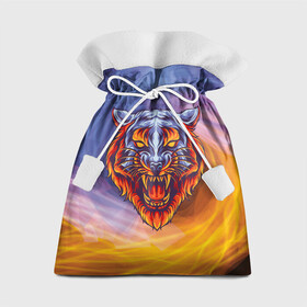 Подарочный 3D мешок с принтом Тигр в водно-огненной стихии в Новосибирске, 100% полиэстер | Размер: 29*39 см | вода | огонь | символ года | стихия | тигр | хищник