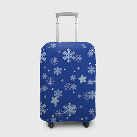 Чехол для чемодана 3D с принтом Снежинки.. в Новосибирске, 86% полиэфир, 14% спандекс | двустороннее нанесение принта, прорези для ручек и колес | 2022 | в топе | в тренде | зима | новый год | подарок | популярное | снег | снежинки