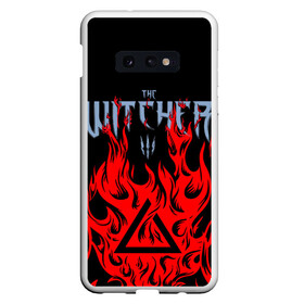 Чехол для Samsung S10E с принтом THE WITCHER 3 ВЕДЬМАК 3 FIRE ОГОНЬ в Новосибирске, Силикон | Область печати: задняя сторона чехла, без боковых панелей | geralt | the witcher | the witcher wild hunt | witcher | wolf | аард | аксий | белый волк | ведьмак | ведьмак 3 | волк | геральт | игни | ирден | йенифер | каер морхен | квен | охотник | трисс | цири | школа волка