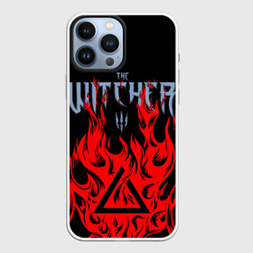 Чехол для iPhone 13 Pro Max с принтом THE WITCHER 3   ВЕДЬМАК 3   FIRE   ОГОНЬ в Новосибирске,  |  | Тематика изображения на принте: geralt | the witcher | the witcher wild hunt | witcher | wolf | аард | аксий | белый волк | ведьмак | ведьмак 3 | волк | геральт | игни | ирден | йенифер | каер морхен | квен | охотник | трисс | цири | школа волка