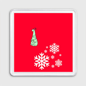 Магнит 55*55 с принтом НОВОГОДНИЙ ДРАКОНЧИК в Новосибирске, Пластик | Размер: 65*65 мм; Размер печати: 55*55 мм | 2021 | 2022 | new year | деда мороза | дракон | к нам приходит | клауса | костюм | новогодний | новый год | праздник | рождество | санты | снег | снежинки | снежок | узор