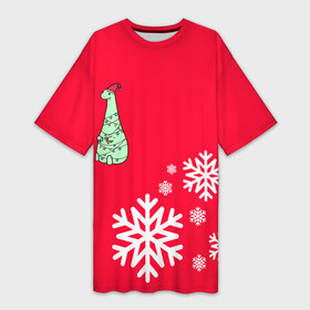 Платье-футболка 3D с принтом НОВОГОДНИЙ ДРАКОНЧИК в Новосибирске,  |  | 2021 | 2022 | new year | деда мороза | дракон | к нам приходит | клауса | костюм | новогодний | новый год | праздник | рождество | санты | снег | снежинки | снежок | узор