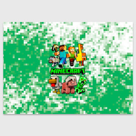 Поздравительная открытка с принтом Minecraft персонажи мобы в Новосибирске, 100% бумага | плотность бумаги 280 г/м2, матовая, на обратной стороне линовка и место для марки
 | creeper | green minecraft | minecraft | minecraft creeper | minecraft dungeons | детские игры | зеленый майнкрафт | крипер | крипер майнкрафт | криппер | майнкрафт | майнкрафт крипер | майнкрафт персонажи | майнкрафт подземелье