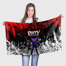 Флаг 3D с принтом Poppy Playtime длинный Монстр. в Новосибирске, 100% полиэстер | плотность ткани — 95 г/м2, размер — 67 х 109 см. Принт наносится с одной стороны | poppy playtime | игра | кукла | монстр | плэйтайм | поппи плейтайм | хагги вагги | хоррор