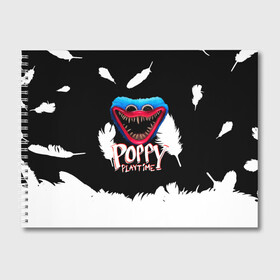 Альбом для рисования с принтом Poppy Playtime Перья. в Новосибирске, 100% бумага
 | матовая бумага, плотность 200 мг. | poppy playtime | игра | кукла | монстр | плэйтайм | поппи плейтайм | хагги вагги | хоррор