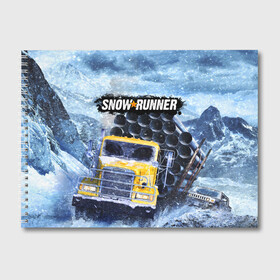 Альбом для рисования с принтом SNOWRUNNER ART СНОУРАННЕР АРТ в Новосибирске, 100% бумага
 | матовая бумага, плотность 200 мг. | game | snow runner | snowrunner | winter | грузовик | дальнобойщик | зима | игра | лес | симулятор | снег | сноу раннер | сноураннер