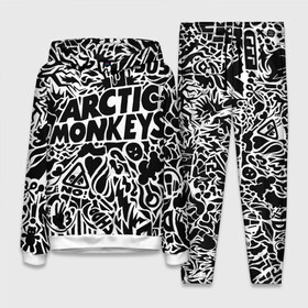 Женский костюм 3D (с толстовкой) с принтом Arctic monkeys Pattern в Новосибирске,  |  | alternative | arctic monkeys | metall | music | rock | альтернатива | арктик монкейс | арктические обезьяны | металл | музыка | рок